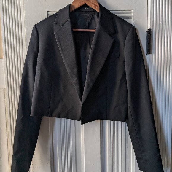 Theory Cropped Blazer - Size 12, Black, Wool, NWT - Picture 2 of 9